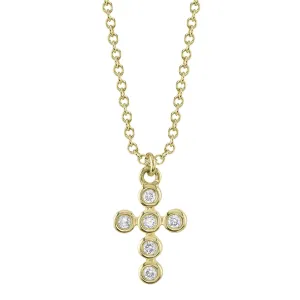 0.08CT DIAMOND BEZEL CROSS NECKLACE