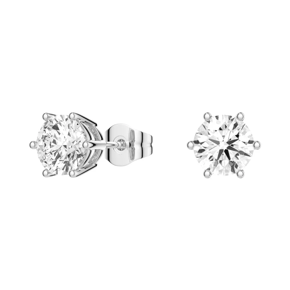 1 CT. Classic Six-Prong Round Moissanite Stud Earrings