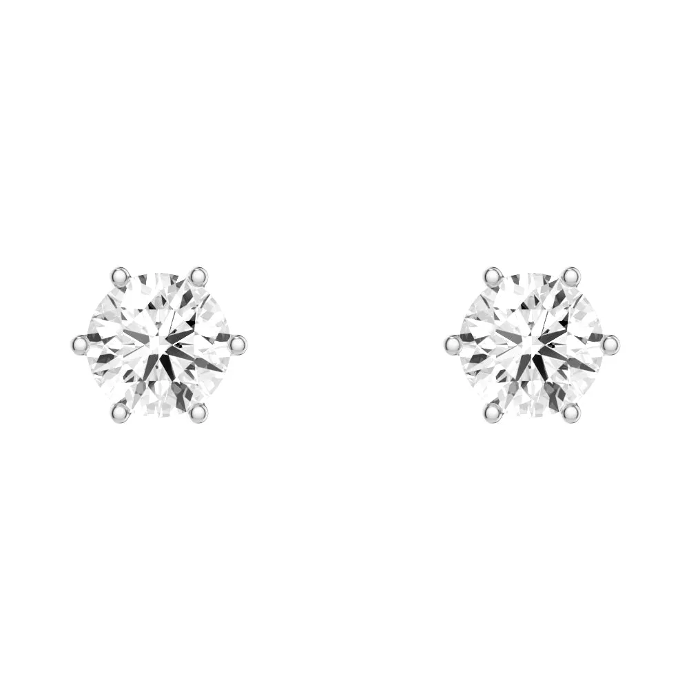 1 CT. Classic Six-Prong Round Moissanite Stud Earrings