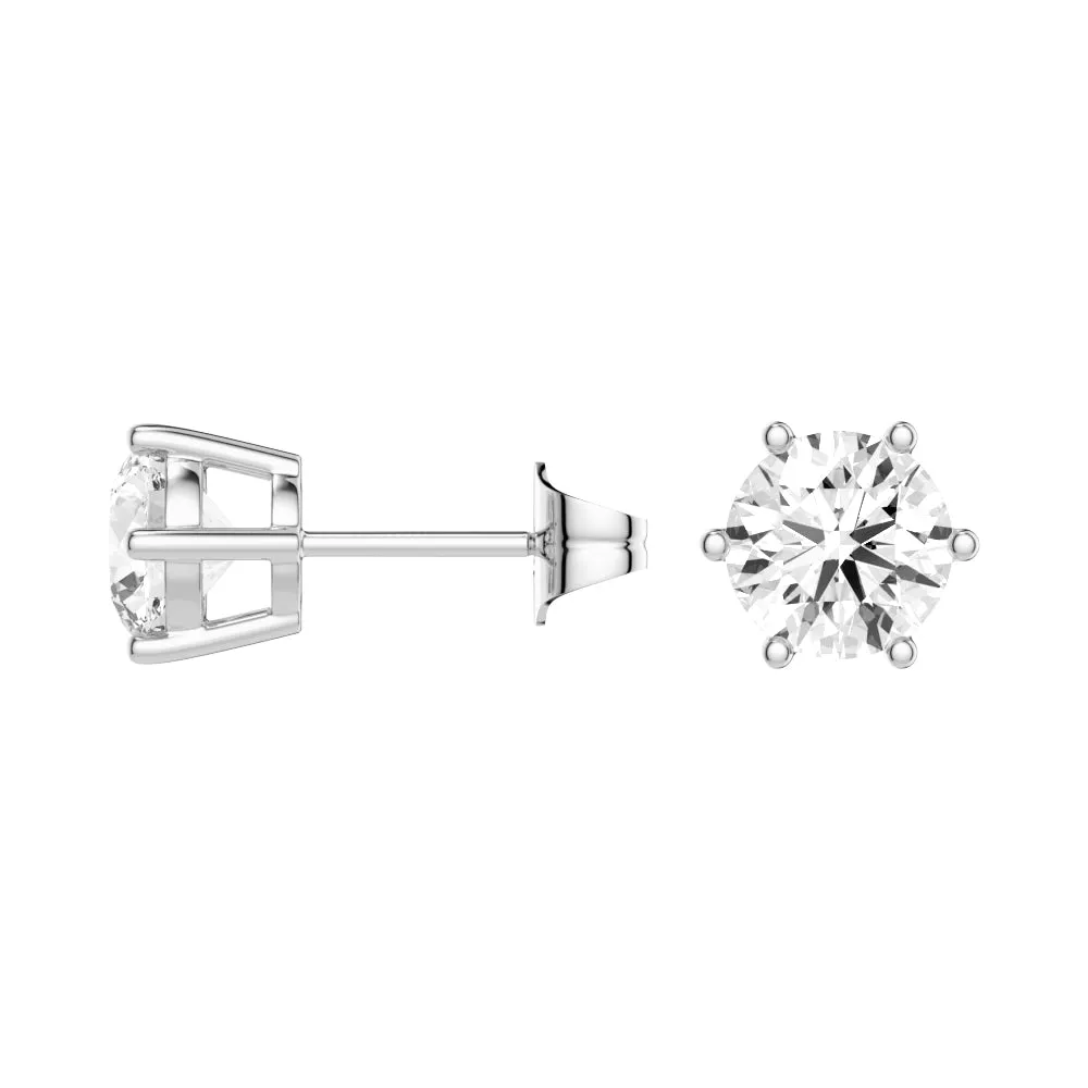 1 CT. Classic Six-Prong Round Moissanite Stud Earrings