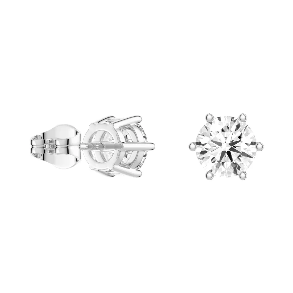 1 CT. Classic Six-Prong Round Moissanite Stud Earrings