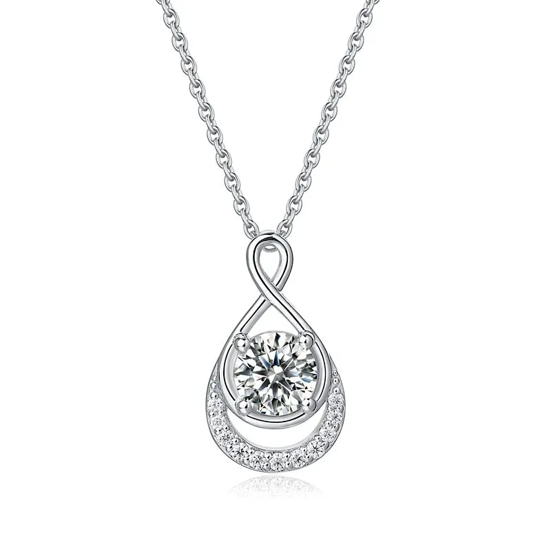 1 Ct Moissanite Diamond Infinity Pendant Necklace 925 Sterling Silver MXFN8150