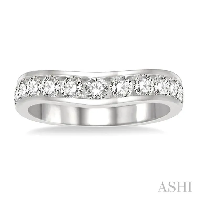 1 ctw Round Cut Diamond Inlay Wedding Band in 14K White Gold