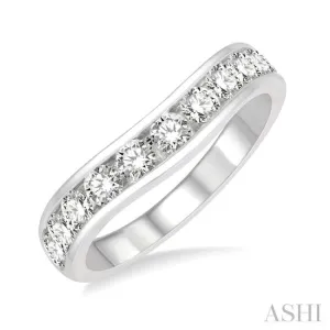 1 ctw Round Cut Diamond Inlay Wedding Band in 14K White Gold