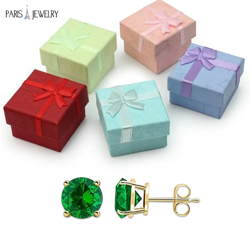 10k Yellow Gold Plated 1/2 Ct Round Created Emerald CZ Stud Earrings