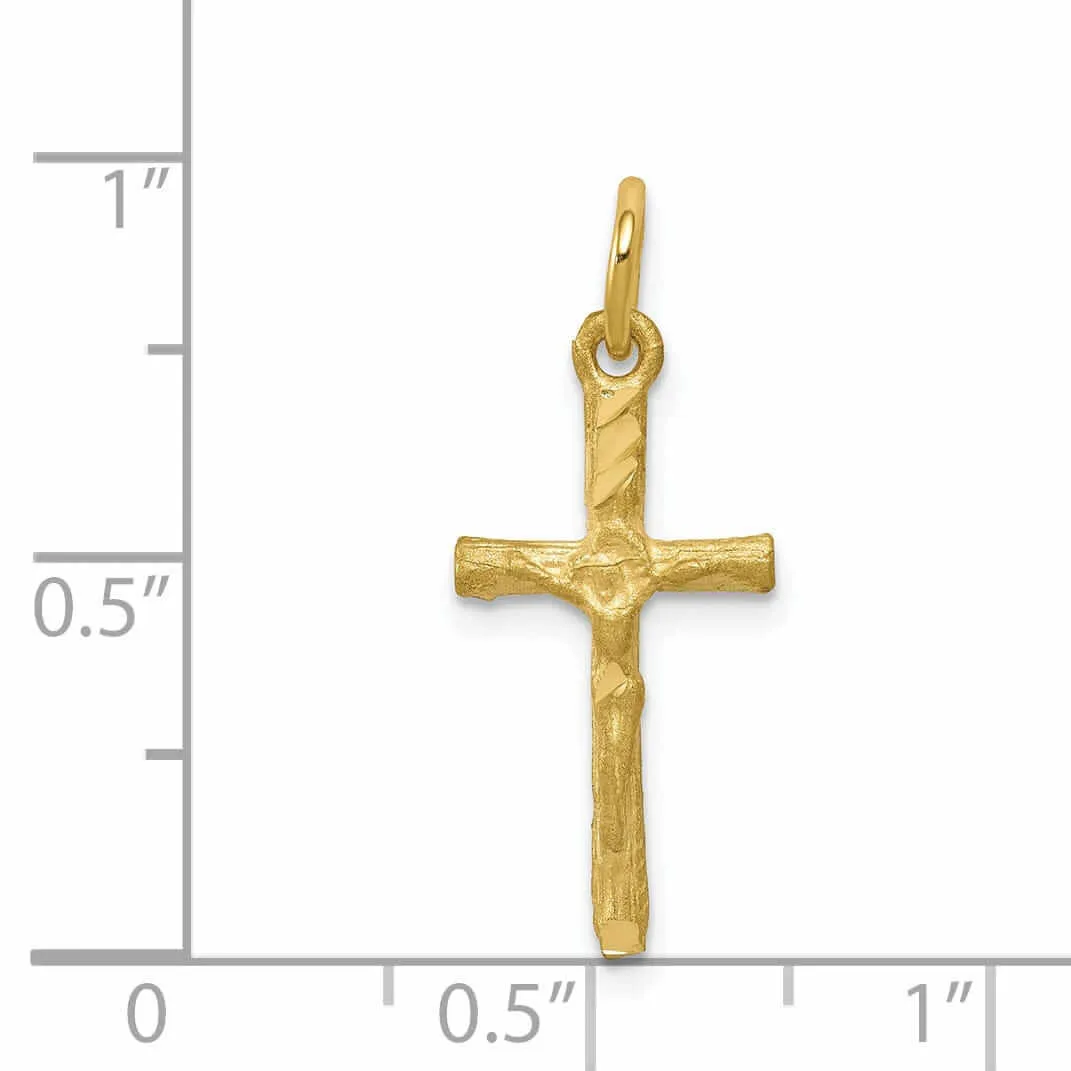 10k Yellow Gold Satin Cross With Jesus Pendant