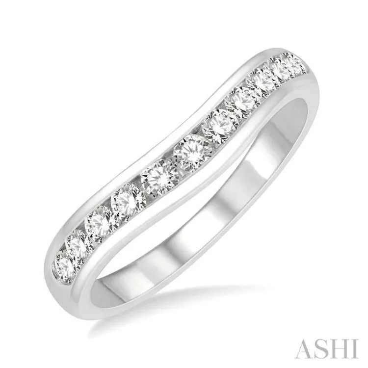 1/2 ctw Round Cut Diamond Inlay Wedding Band in 14K White Gold