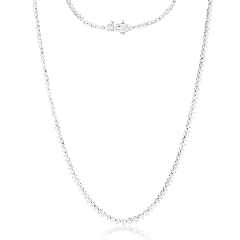 14ct White Gold 3 Carats Diamond Necklace with 157 Brilliant Diamonds 43cm length