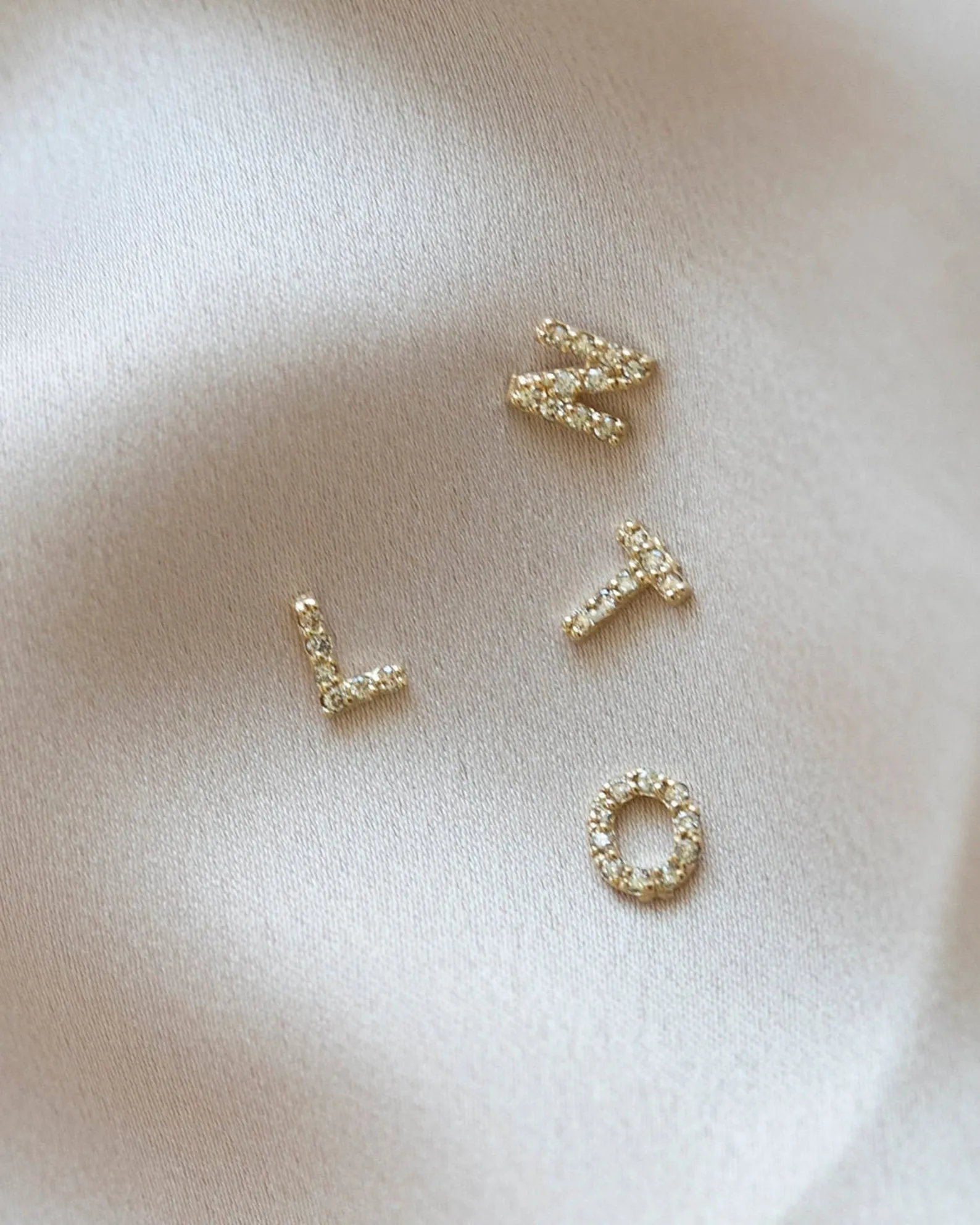 14k Diamond Letter stud Earrings