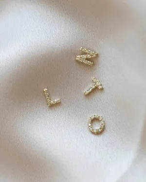 14k Diamond Letter stud Earrings