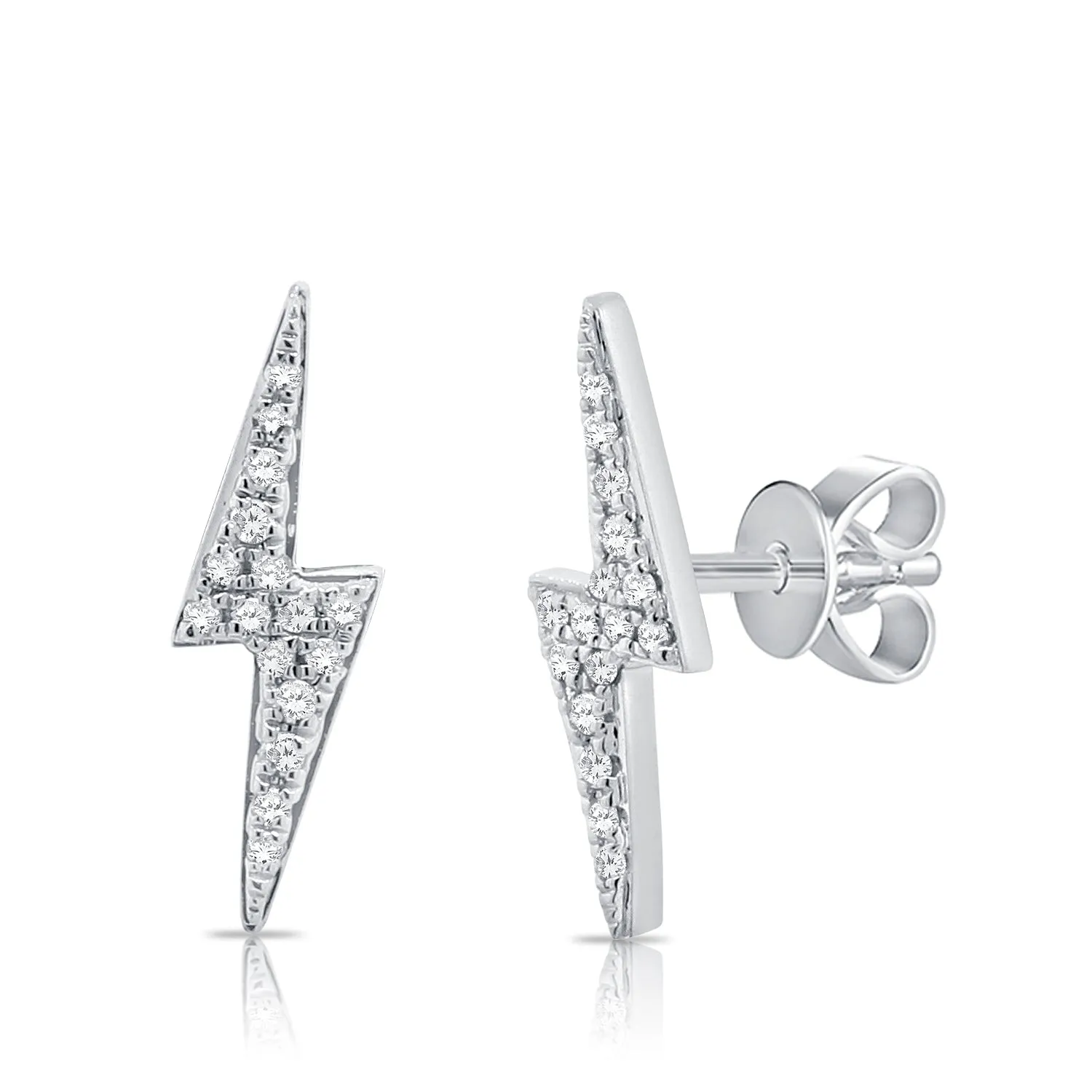 14k Gold & Diamond Lightning Bolt Earrings- 0.09ct.