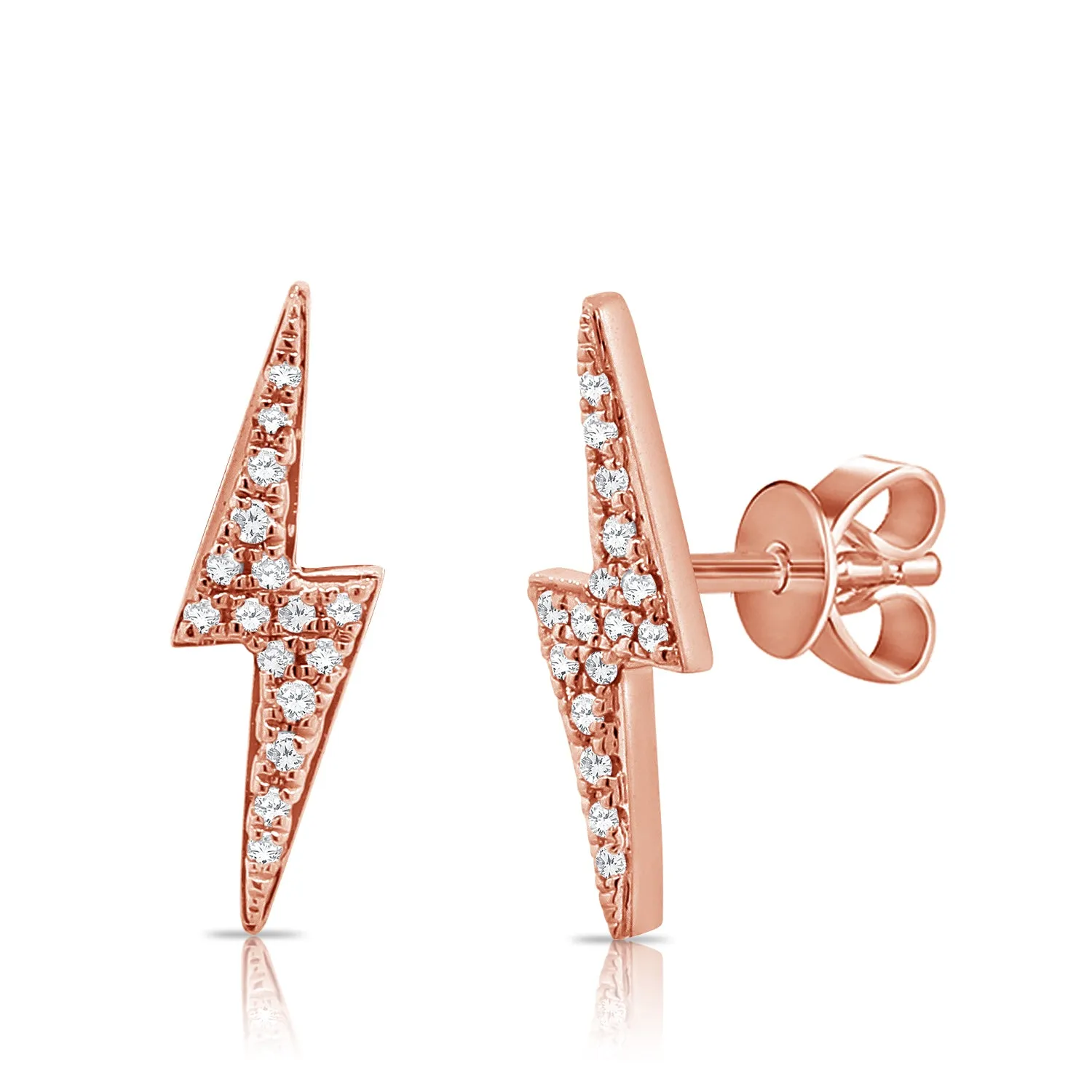 14k Gold & Diamond Lightning Bolt Earrings- 0.09ct.