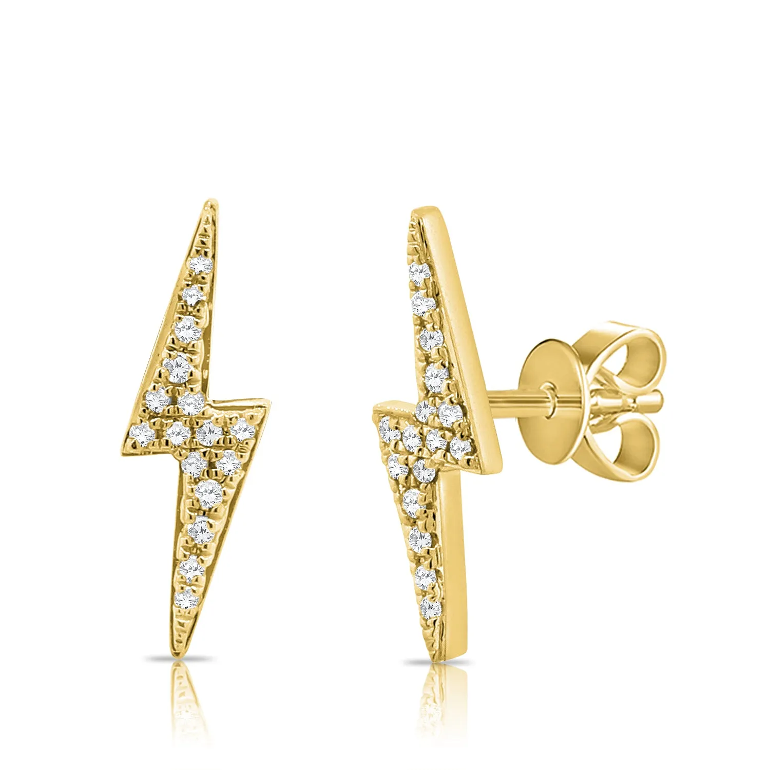 14k Gold & Diamond Lightning Bolt Earrings- 0.09ct.