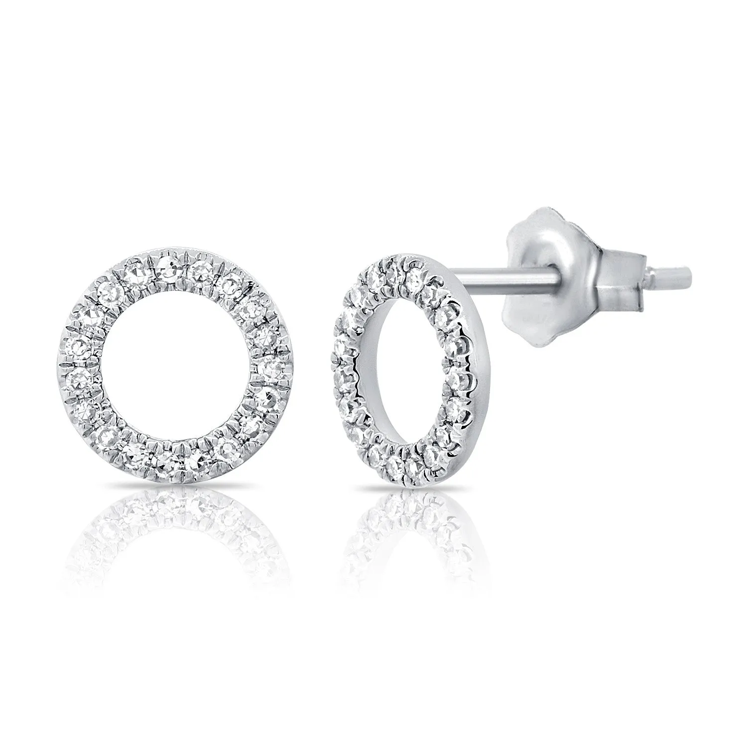 14k Gold & Diamond Open Circle Stud Earrings - 0.10ct