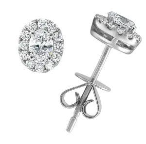 14k Gold & Diamond Oval Stud Earrings - 0.15ct