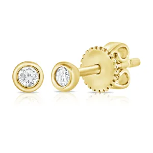 14K Gold & Diamond Tiny Stud Earrings - 0.08ct