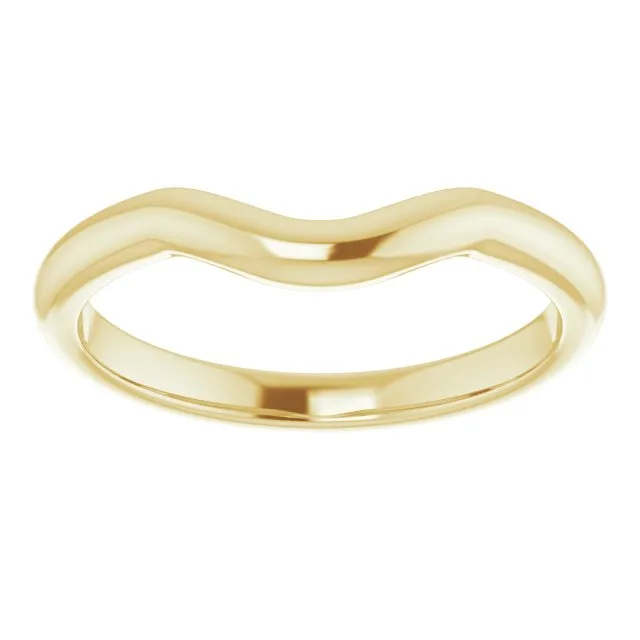 14K Gold Curved Form-Fitting 2 mm Wide Wedding Band For Round Solitaire Engagement Ring