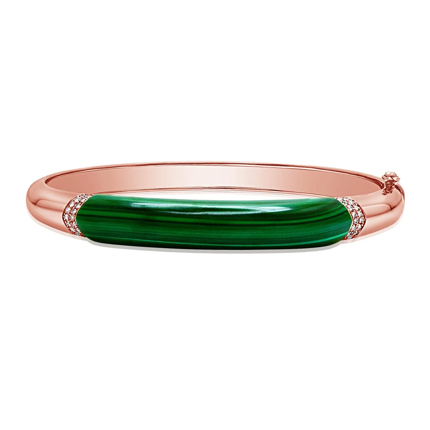 14K Gold Malachite & Diamond Chunky Bangle