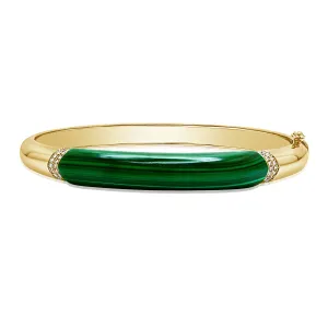 14K Gold Malachite & Diamond Chunky Bangle