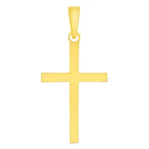 14k Solid Yellow Gold Classic Simple Religious Cross Pendant