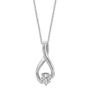 14k White Gold 5.00mm Round Moissanite Chain Slide Infinity Pendant 18" Necklace