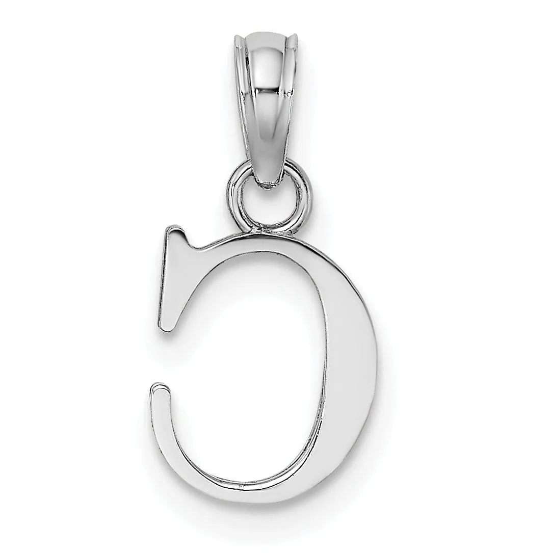 14K White Gold Block Design Small Letter C Initial Charm Pendant