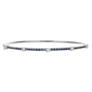 14k White Gold Diamond & Sapphire Bangle