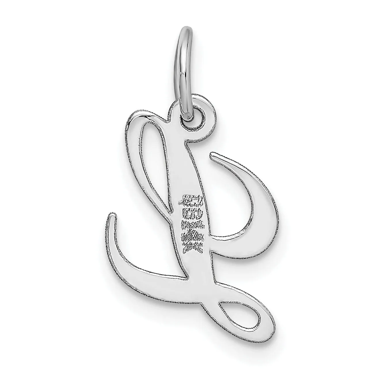 14K White Gold Small Size Fancy Script Letter L Initial Pendant