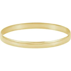 14K Yellow 6 mm Half Round Bangle 7 3/4" Bracelet