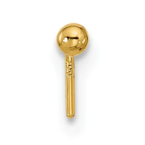 14k Yellow Gold  22 Gauge  2mm Ball Nose Stud