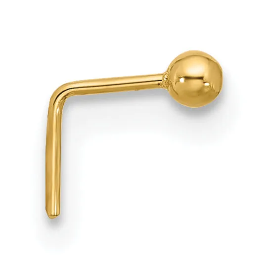 14k Yellow Gold  22 Gauge  2mm Ball Nose Stud