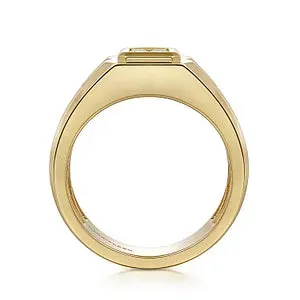 14K Yellow Gold Diamond Mens Engagement Ring in Sand Blast Finish