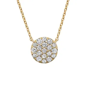 14K Yellow Gold Round Pave' Diamond Necklace