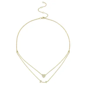 14KT GOLD 0.18CT DIAMOND PAVÉ HEART & ARROW NECKLACE