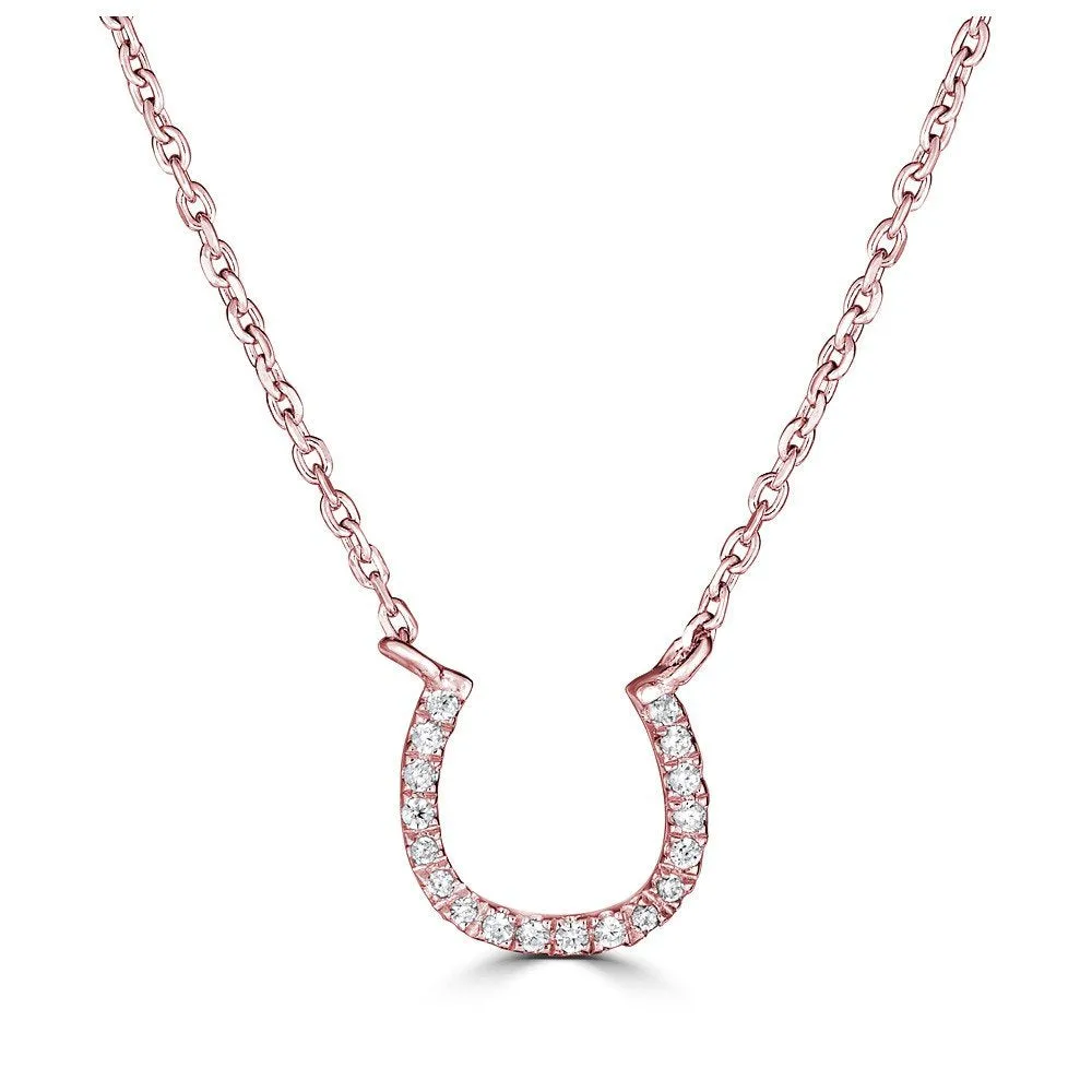 14KT Gold 1/20 CTW Diamond Horseshoe Necklace