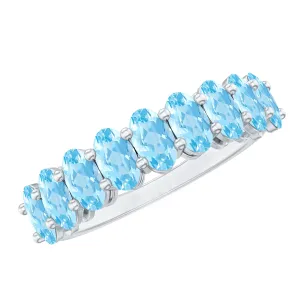 1.50 CT Oval Cut Aquamarine Semi Eternity Ring in Gold