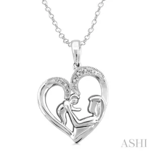 1/50 Ctw Single Cut Diamond Heart Pendant in Sterling Silver with Chain