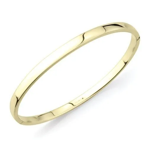 18ct Gold Bangle, Women's Bold Hinged Design, 4mm, 10.50g, Gift Box Included