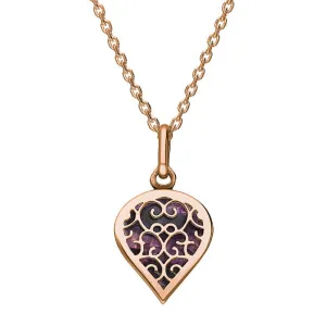 18ct Rose Gold Blue John Flore Filigree Small Heart Necklace