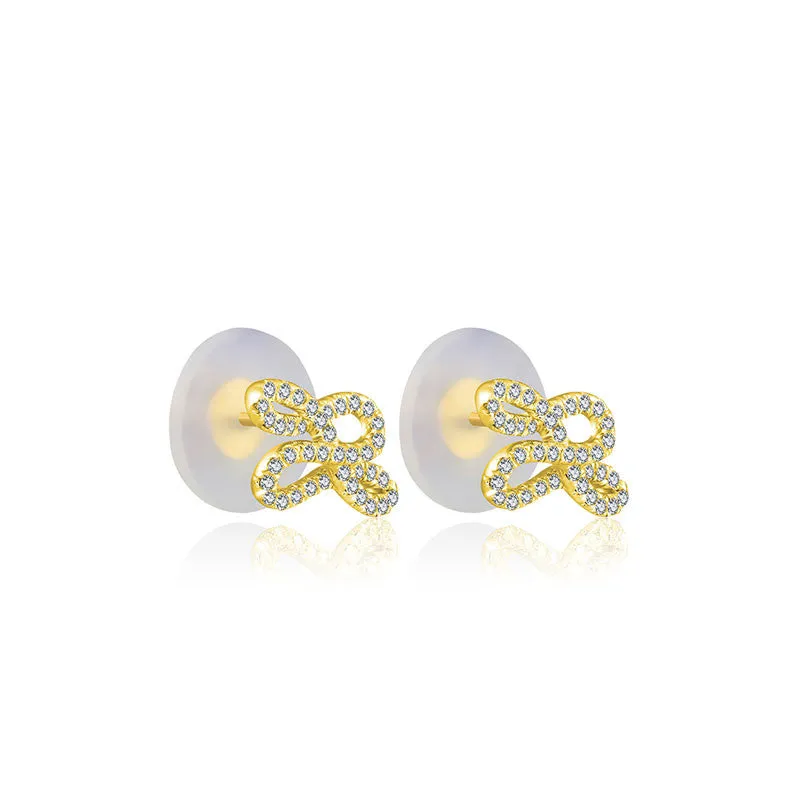 18k Gold Quadruple Curves Diamond Earring