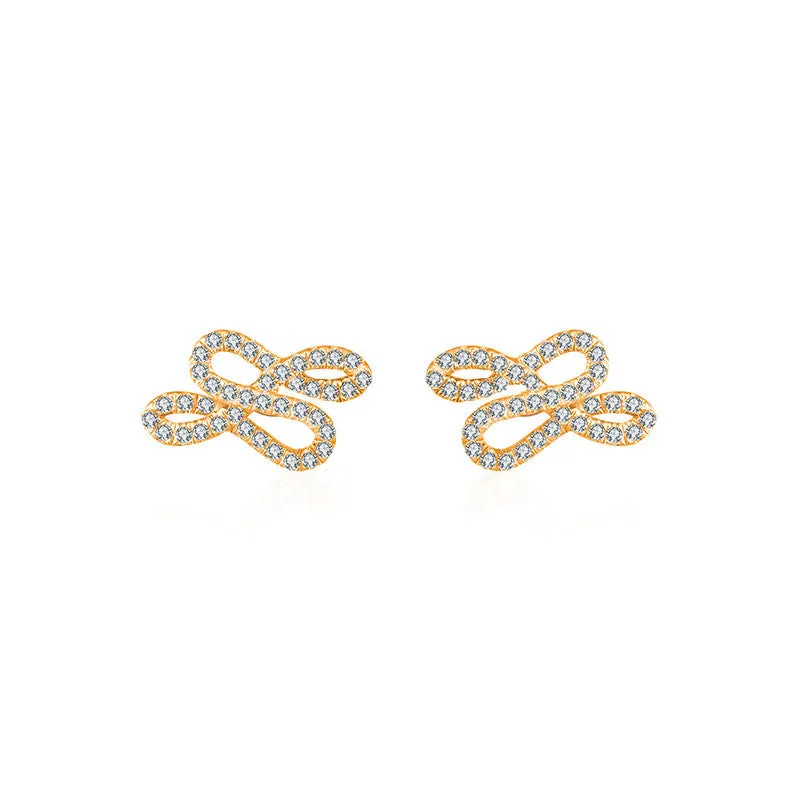 18k Gold Quadruple Curves Diamond Earring