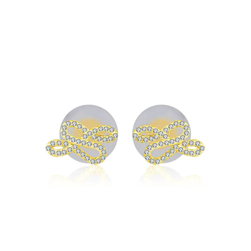 18k Gold Quadruple Curves Diamond Earring