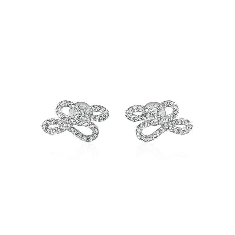 18k Gold Quadruple Curves Diamond Earring