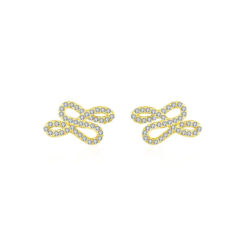 18k Gold Quadruple Curves Diamond Earring