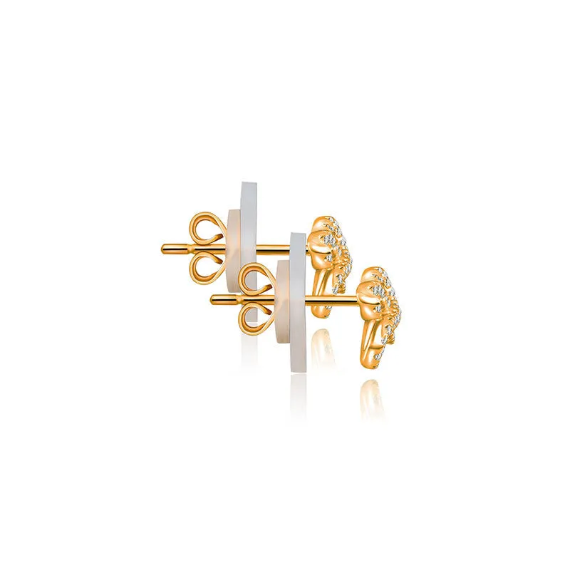 18k Gold Quadruple Curves Diamond Earring