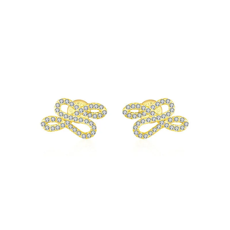 18k Gold Quadruple Curves Diamond Earring