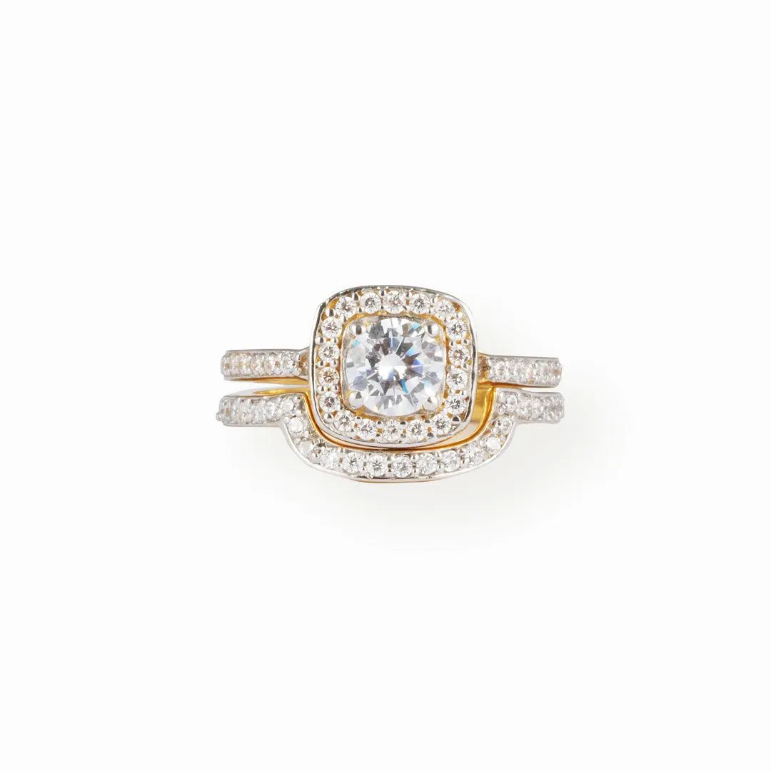 22ct Gold Engagement Ring and Wedding Band Set with Swarovski Zirconia Stones LR-7104