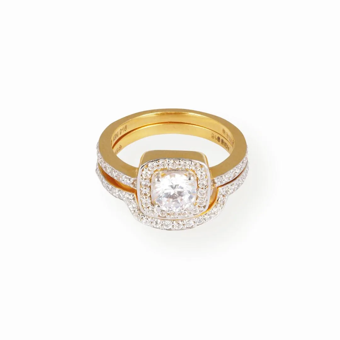 22ct Gold Engagement Ring and Wedding Band Set with Swarovski Zirconia Stones LR-7104