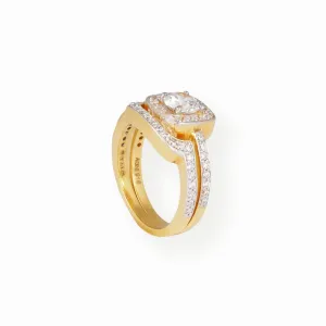 22ct Gold Engagement Ring and Wedding Band Set with Swarovski Zirconia Stones LR-7104