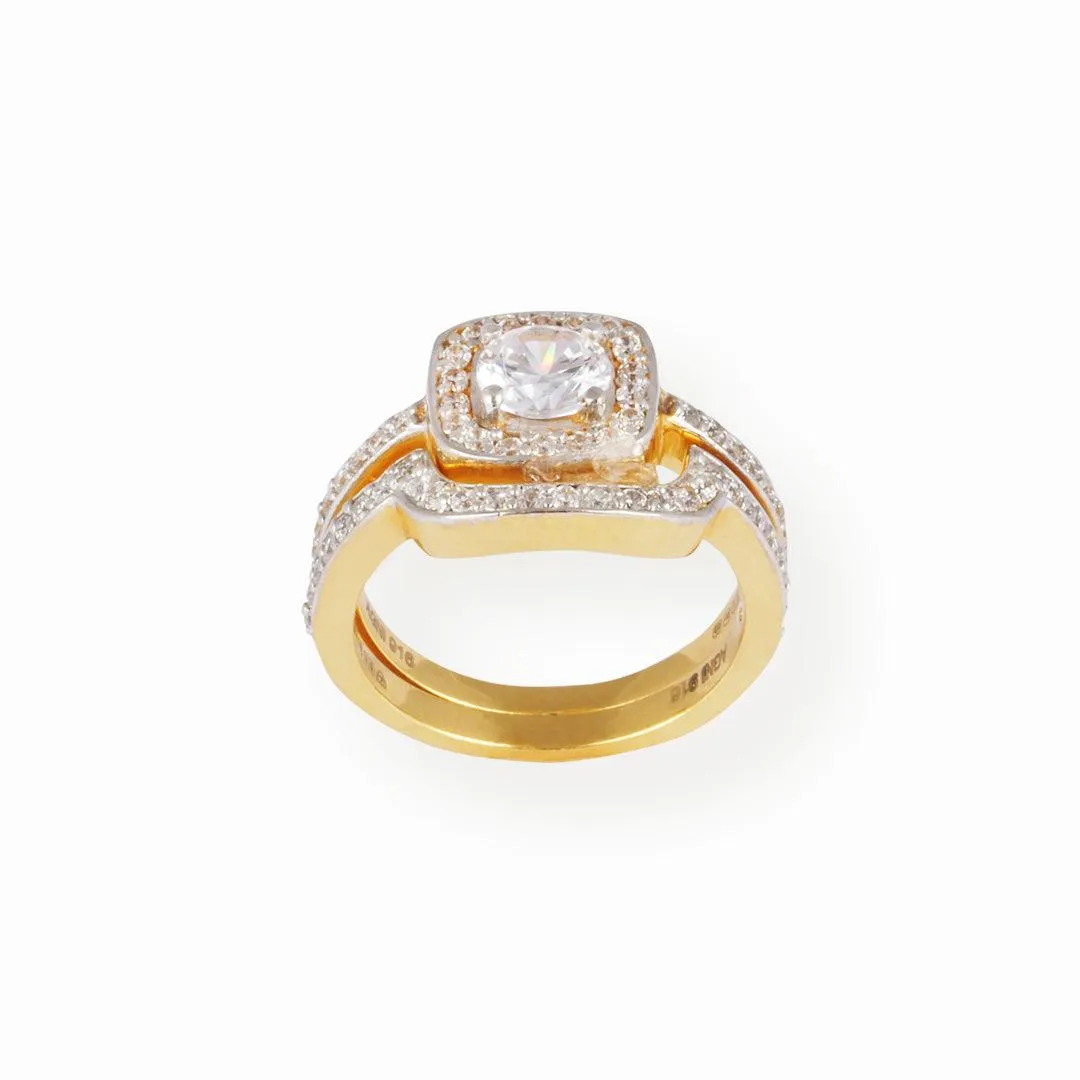 22ct Gold Engagement Ring and Wedding Band Set with Swarovski Zirconia Stones LR-7104